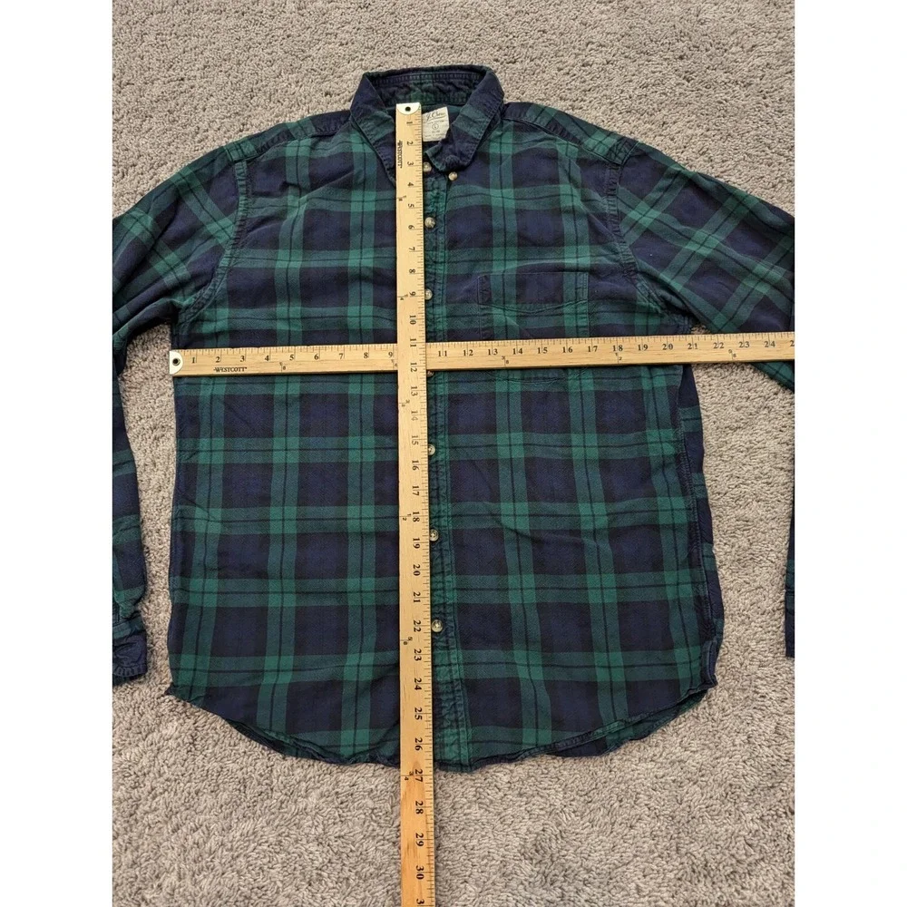 J. Crew‎ Button Up Shirt Mens Large Slim Plaid Green Long Sleeves